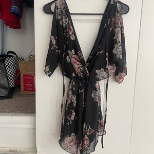 Black floral fancy romper